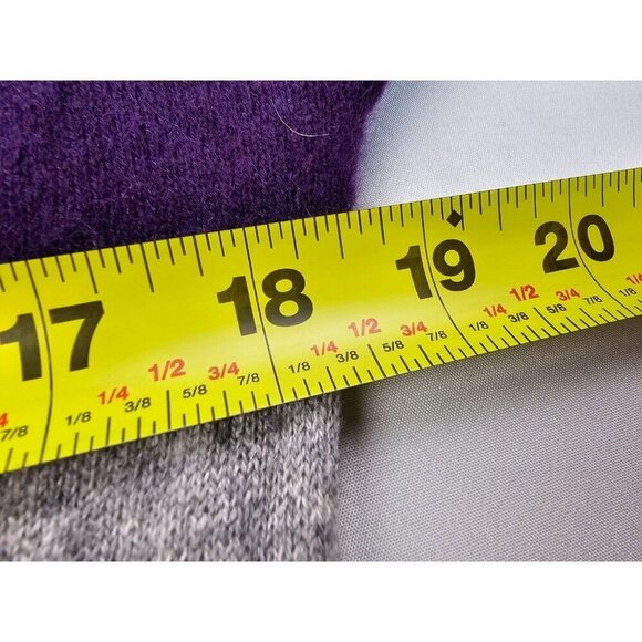 Lochleven Size Medium Women Gray Purple Color Block Cashmere Long Sleeve Sweater - Picture 2 of 8